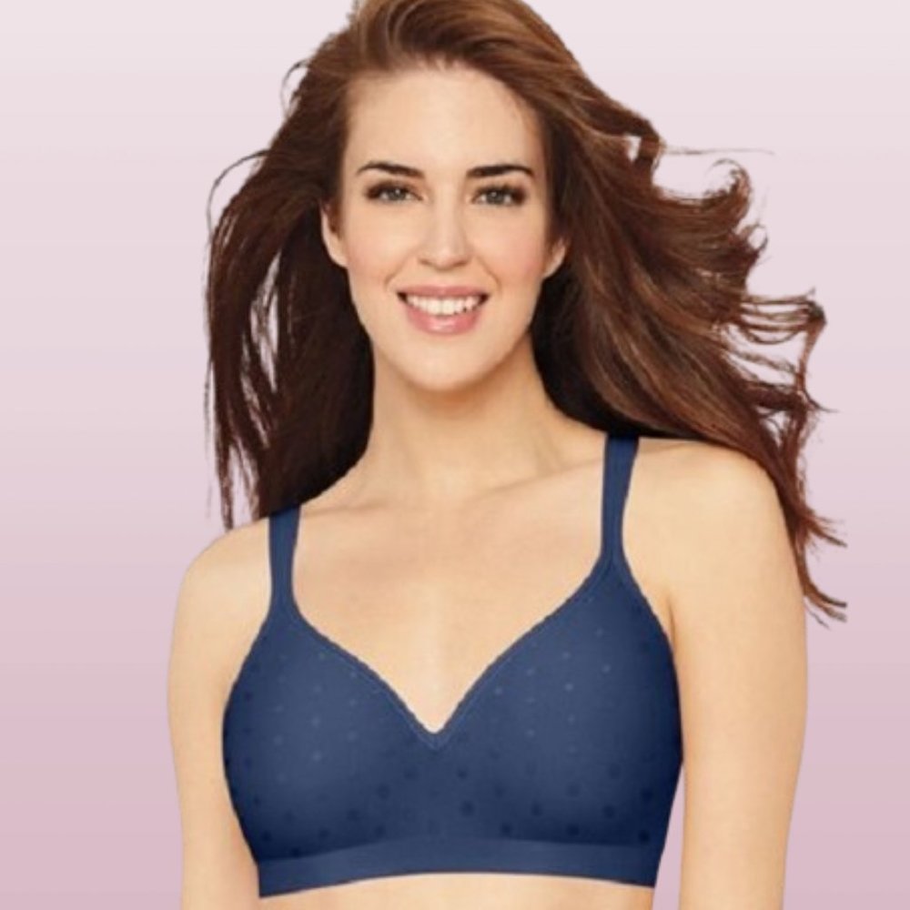 Bali Comfort Revolution Wirefree Bra Size 38B Navy Blue Print Style 3463 NWT